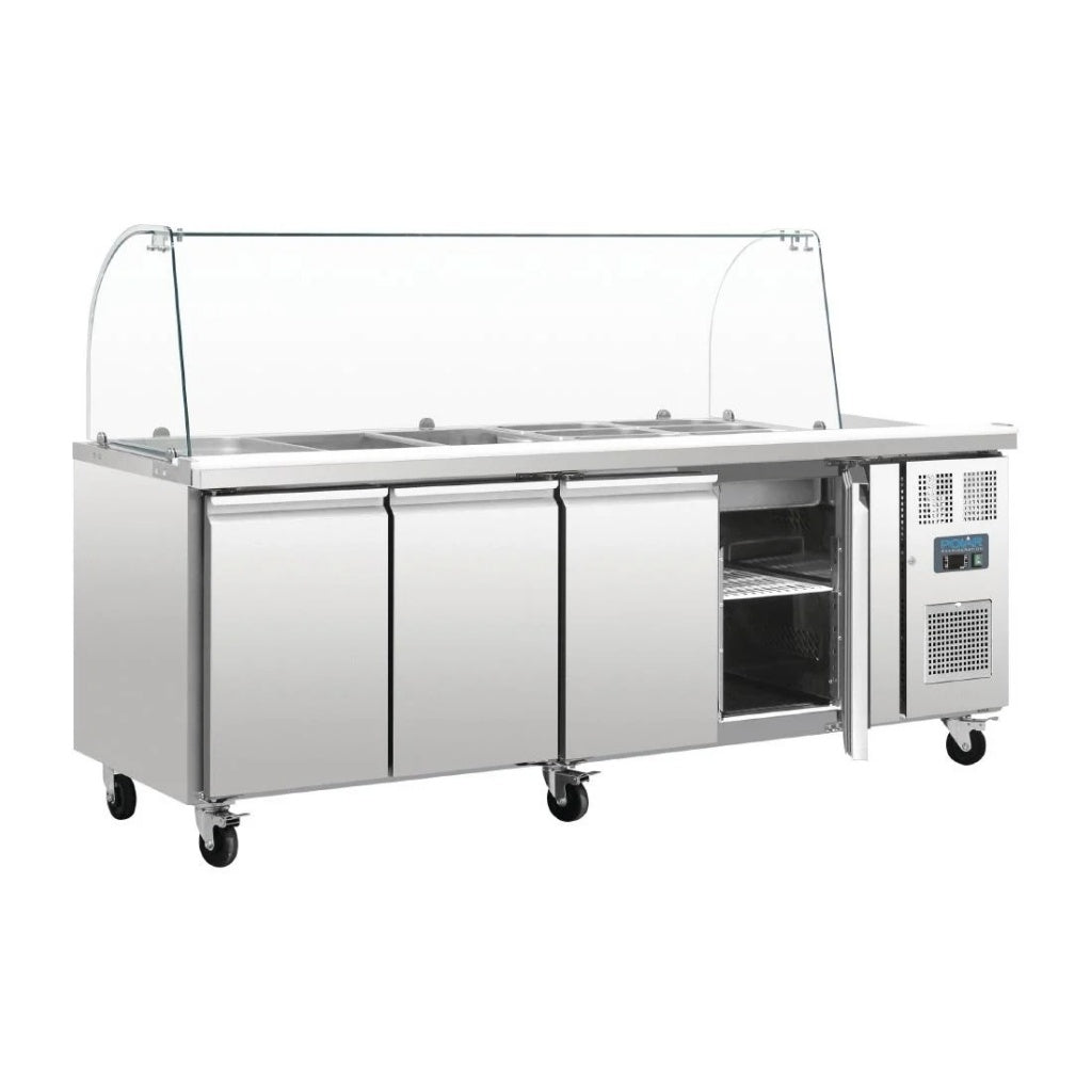 Polar U-Series Four Door Refrigerated Gastronorm Saladette Counter - CT395