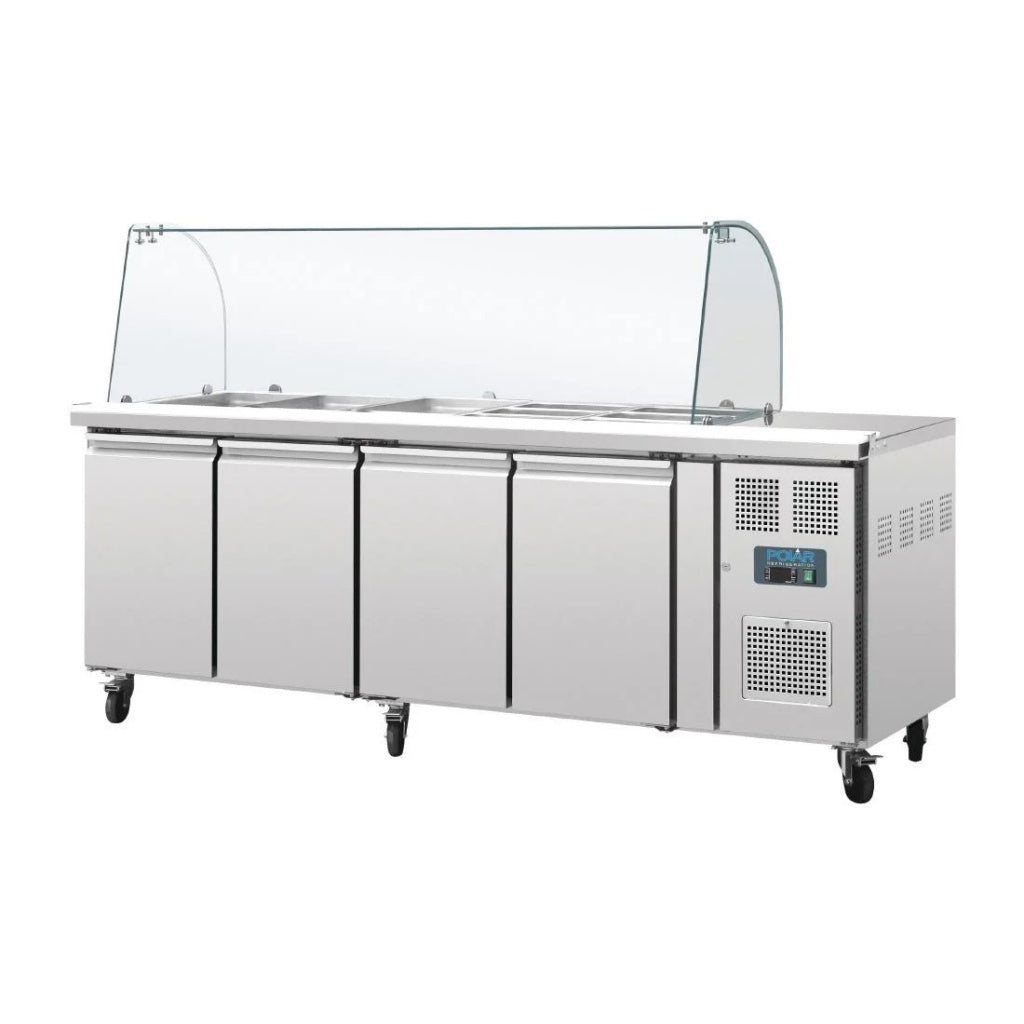 Polar U-Series Four Door Refrigerated Gastronorm Saladette Counter - CT395
