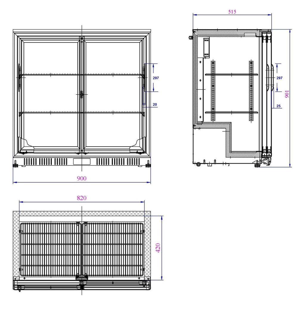 Combisteel Backbar Cooler Black 2 Sliding Doors - 7527.0020