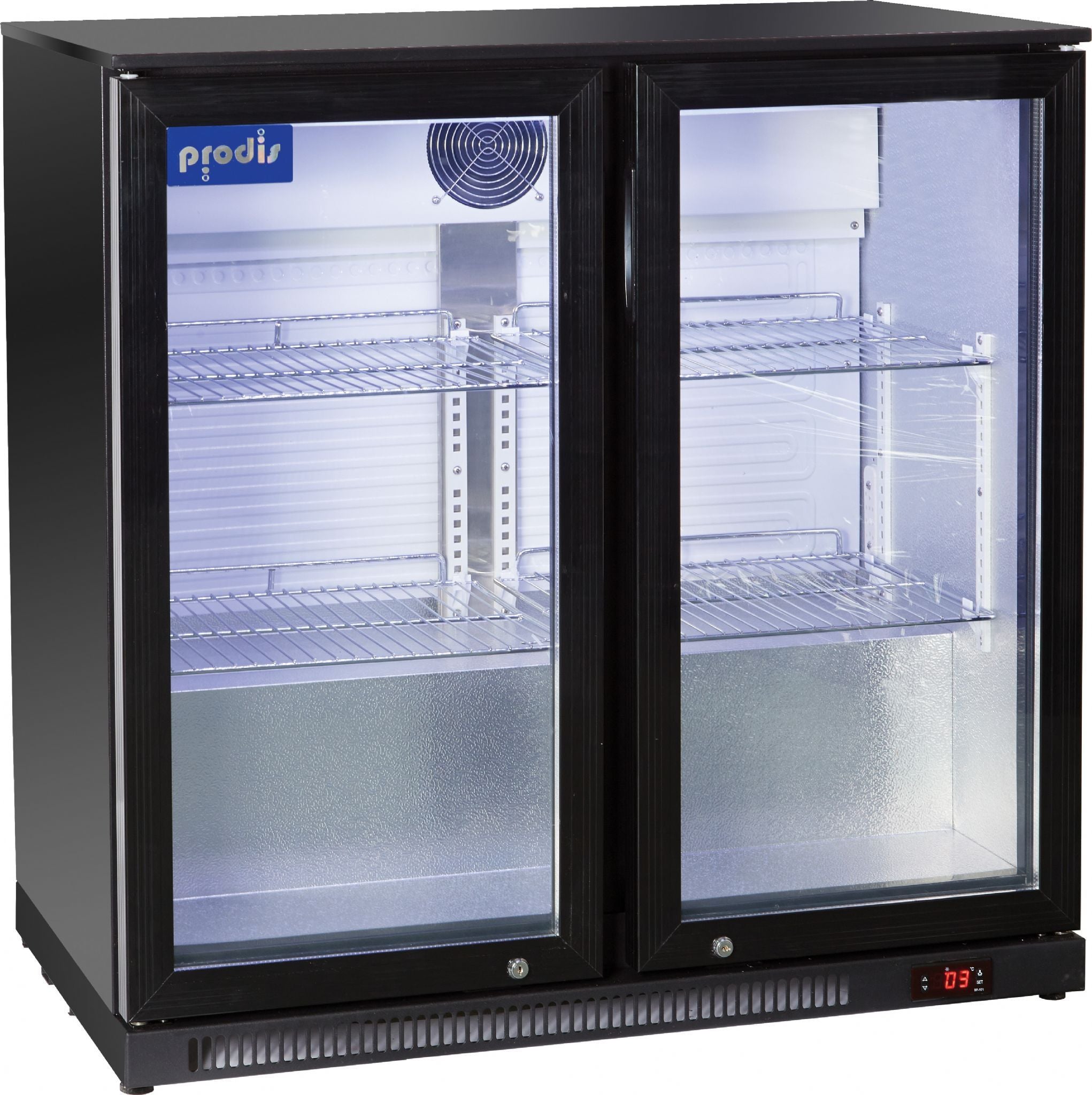 Prodis NT2BHLO-HC double hinged door low profile bottle cooler black finish
