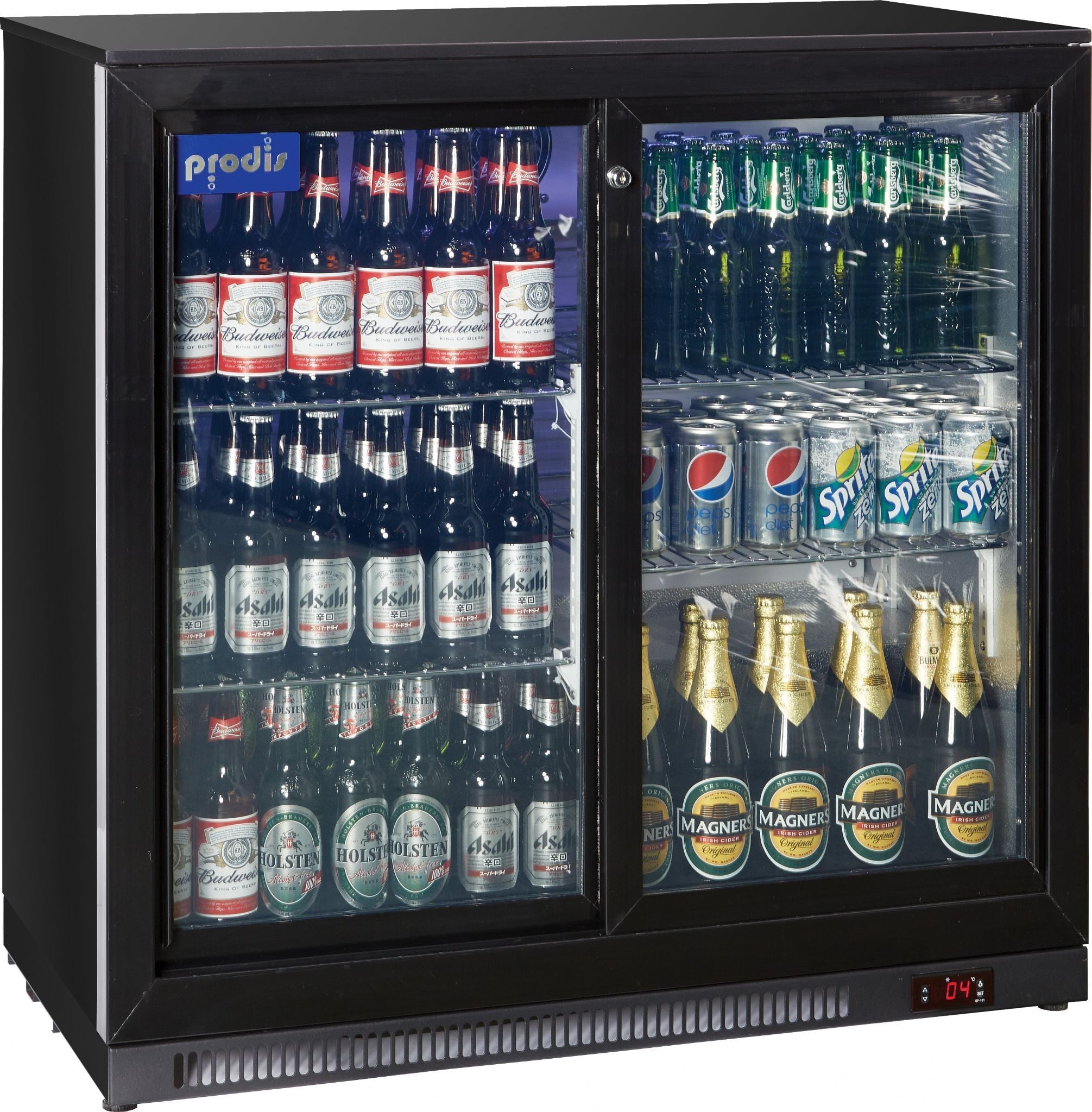 Prodis Double Door 220L Bottle Cooler – Sliding Commercial Undercounter Back Bar Fridge | NT2BS-HC