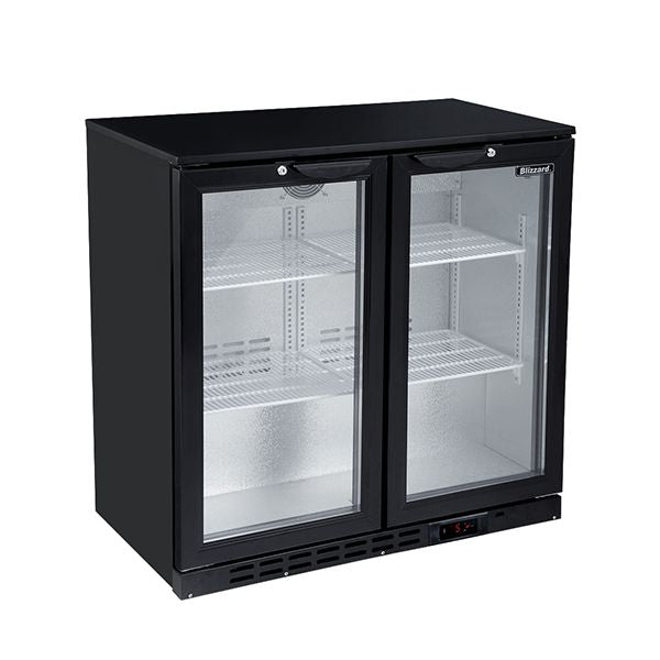 Blizzard Double Door Low Height Bar Bottle Cooler (168 Btl) - LOWBAR2