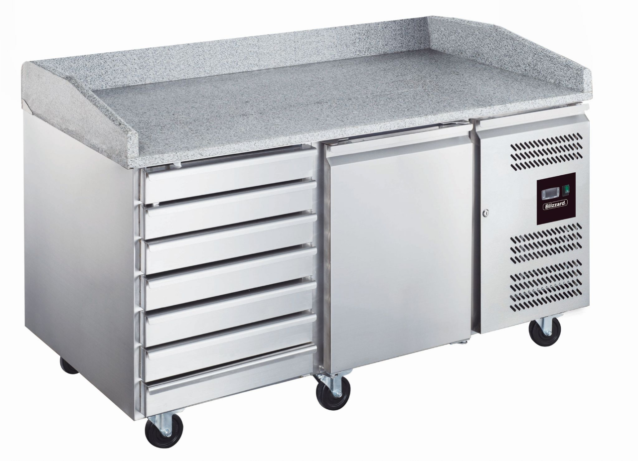 Blizzard Pizza Prep Counters with 7x Neutral Drawers - BPB1500-7N