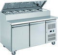Chefsrange Two Door Prep Counter with 7 x 1/3 GN Topping Well - SP270