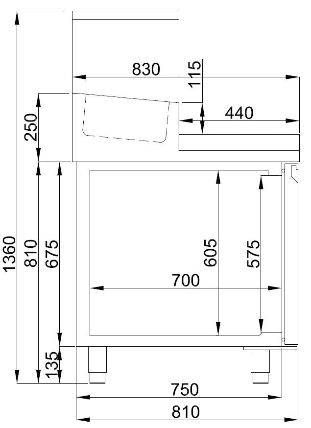 Combisteel 2 Door Pizza Prep Counter Saladette Fridge - 7489.5300