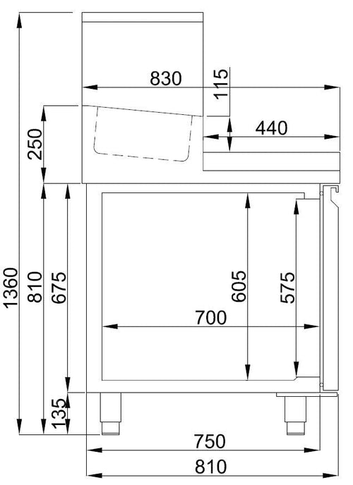 Combisteel 2 Door Pizza Prep Counter Saladette Fridge - 7489.5300