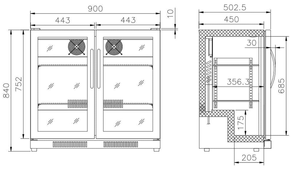 Combisteel Double Door Back Bar Bottle Cooler Low Height 198 Litre - 7455.1307
