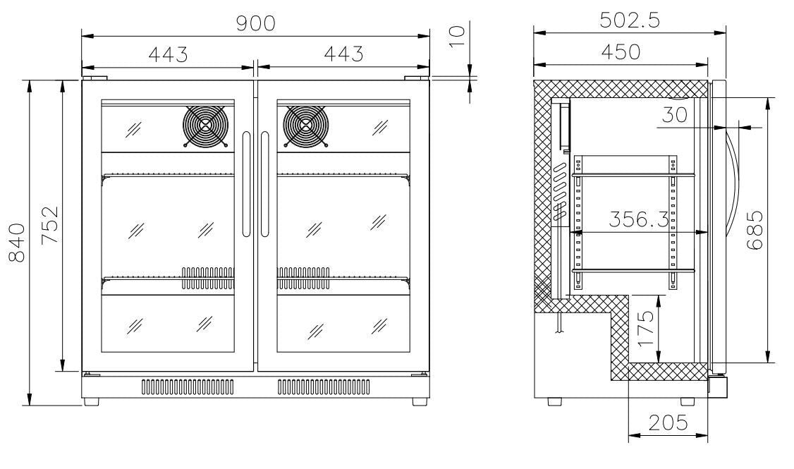 Combisteel Double Door Back Bar Bottle Cooler Low Height 198 Litre - 7455.1307