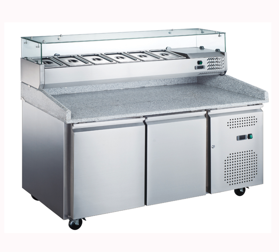 Kingfisher PZ2600 Granite Top 2 Door Refrigerated Prep Counter With Toppings Unit
