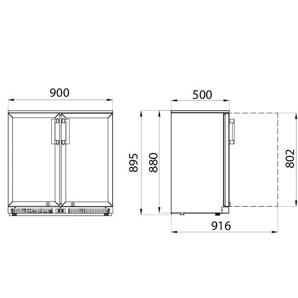 Koldbox 208 Ltr Double Hinged Door Back Bar Bottle Cooler -  KBC2