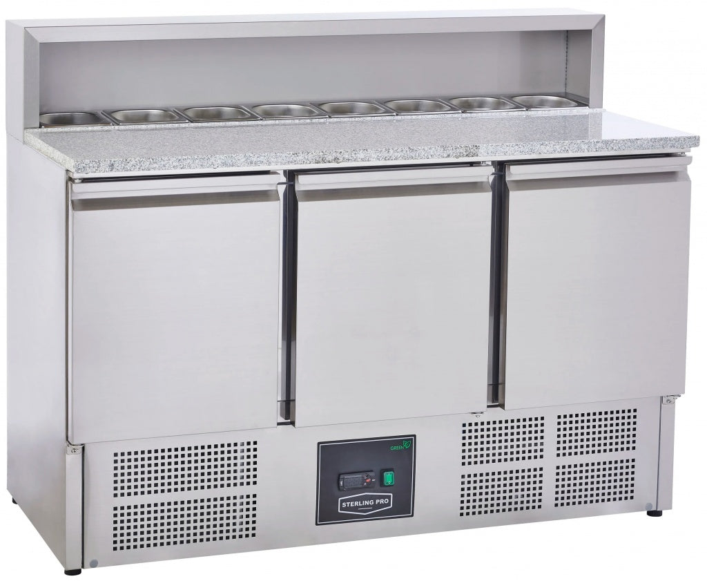 Sterling Pro Cobus 3 Door Pizza Counter Granite Top 8 x GN1/6 402 Litres - SPU903PZ